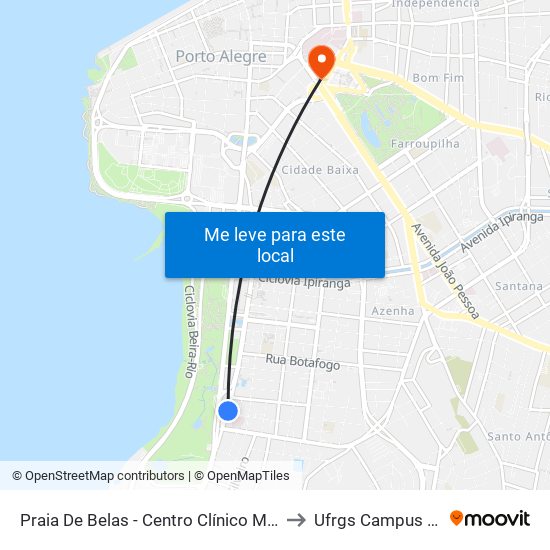 Praia De Belas - Centro Clínico Mãe De Deus to Ufrgs Campus Centro map