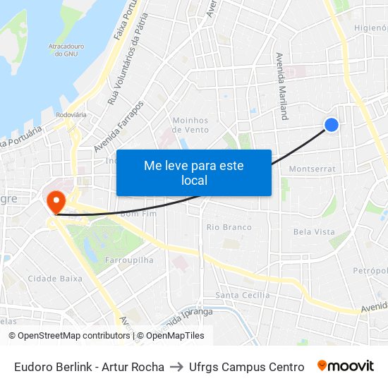 Eudoro Berlink - Artur Rocha to Ufrgs Campus Centro map