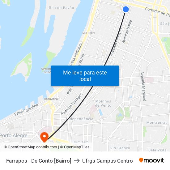 Farrapos - De Conto [Bairro] to Ufrgs Campus Centro map