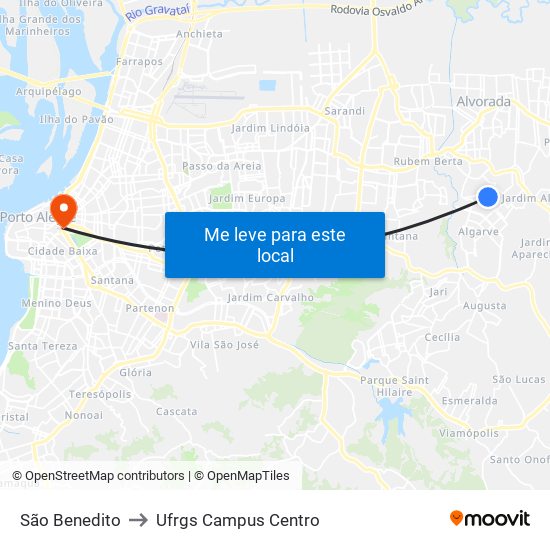 São Benedito to Ufrgs Campus Centro map