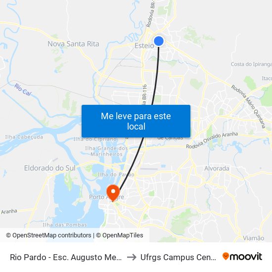 Rio Pardo - Esc. Augusto Meyer to Ufrgs Campus Centro map