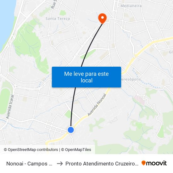 Nonoai - Campos Velho to Pronto Atendimento Cruzeiro Do Sul map