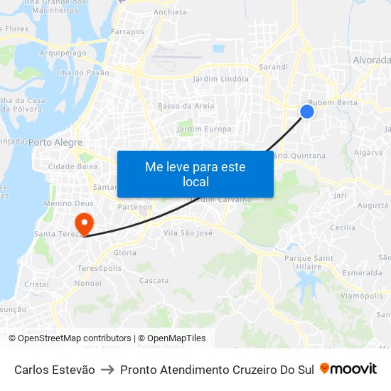 Carlos Estevão to Pronto Atendimento Cruzeiro Do Sul map