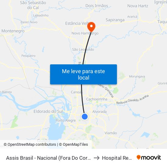 Assis Brasil - Nacional (Fora Do Corredor) to Hospital Regina map