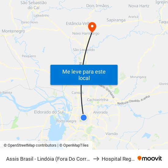 Assis Brasil - Lindóia (Fora Do Corredor) to Hospital Regina map