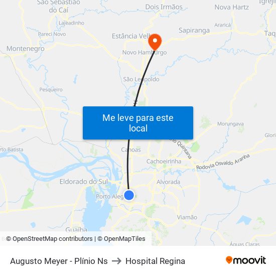 Augusto Meyer - Plínio Ns to Hospital Regina map