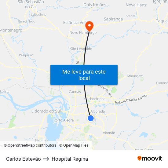 Carlos Estevão to Hospital Regina map