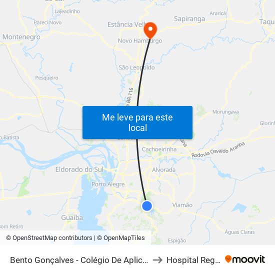 Bento Gonçalves - Colégio De Aplicação to Hospital Regina map