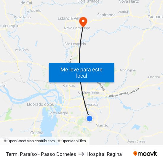 Term. Paraíso - Passo Dorneles to Hospital Regina map