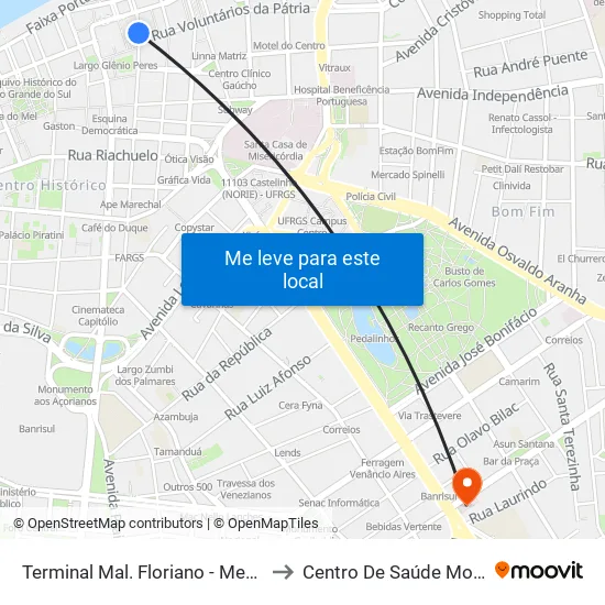 Terminal Mal. Floriano - Mercado to Centro De Saúde Modelo map
