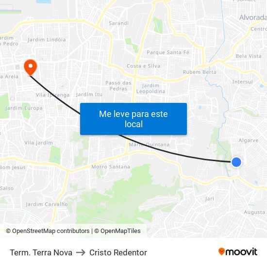 Term. Terra Nova to Cristo Redentor map