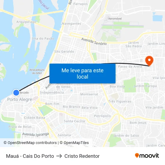 Mauá - Cais Do Porto to Cristo Redentor map