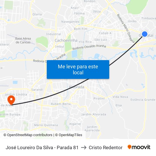 José Loureiro Da Silva - Parada 81 to Cristo Redentor map