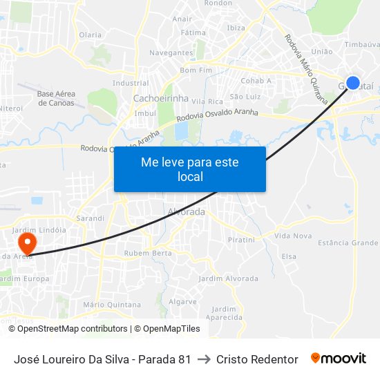 José Loureiro Da Silva - Parada 81 to Cristo Redentor map