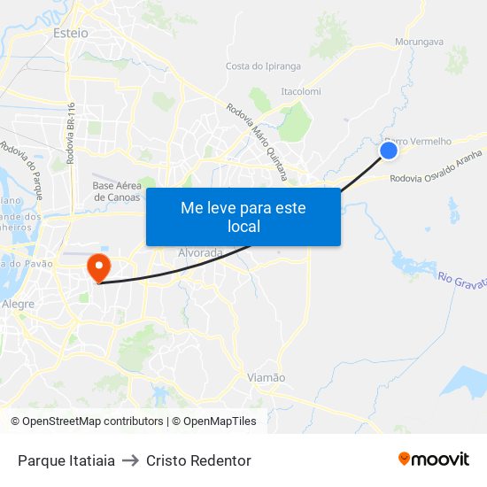Parque Itatiaia to Cristo Redentor map