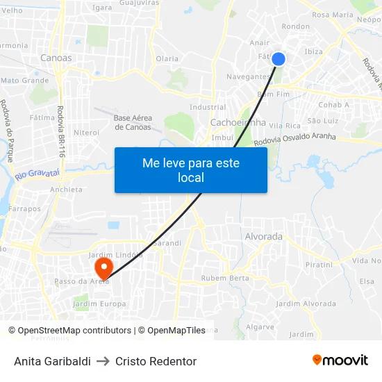 Anita Garibaldi to Cristo Redentor map