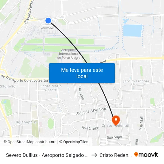 Severo Dullius - Aeroporto Salgado Filho to Cristo Redentor map