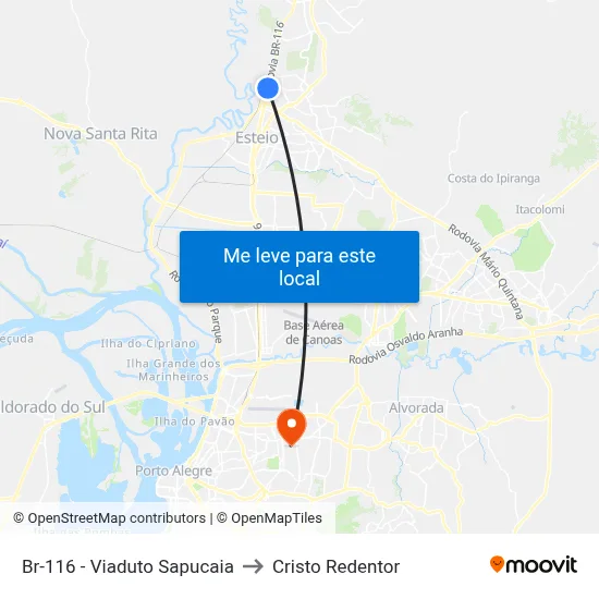 Br-116 - Viaduto Sapucaia to Cristo Redentor map