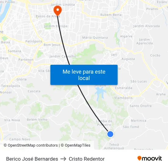 Berico José Bernardes to Cristo Redentor map