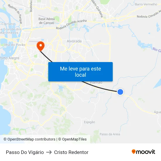 Passo Do Vigário to Cristo Redentor map