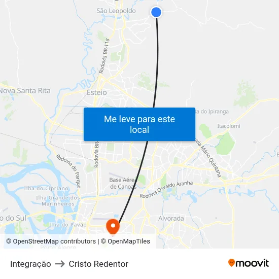 Integração to Cristo Redentor map
