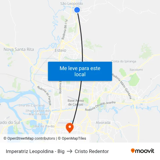 Imperatriz Leopoldina - Big to Cristo Redentor map
