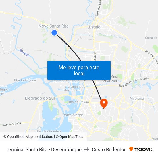 Terminal Santa Rita - Desembarque to Cristo Redentor map