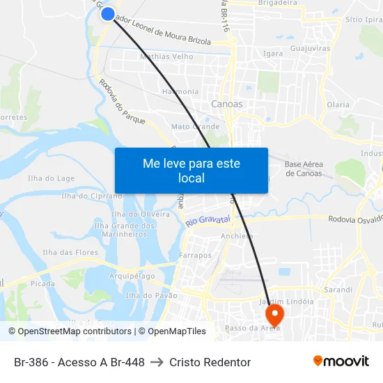 Br-386 - Acesso A Br-448 to Cristo Redentor map