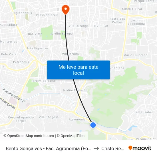 Bento Gonçalves - Fac. Agronomia (Fora Do Corredor) to Cristo Redentor map