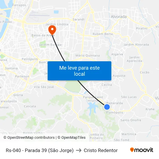 Rs-040 - Parada 39 (São Jorge) to Cristo Redentor map