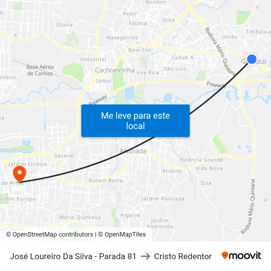 José Loureiro Da Silva - Parada 81 to Cristo Redentor map