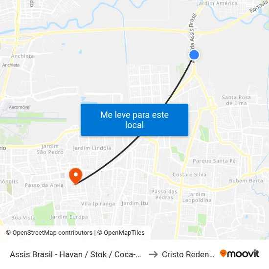 Assis Brasil - Havan / Stok / Coca-Cola to Cristo Redentor map