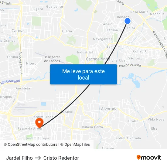Jardel Filho to Cristo Redentor map