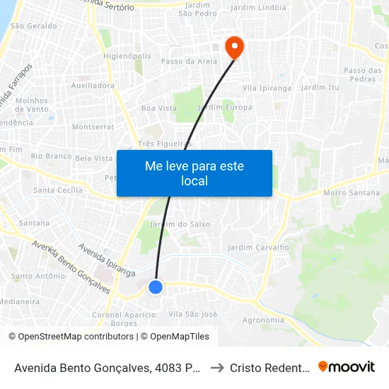 Avenida Bento Gonçalves, 4083 Puc to Cristo Redentor map