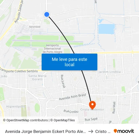 Avenida Jorge Benjamin Eckert Porto Alegre - Rio Grande Do Sul 90200 Brasil to Cristo Redentor map