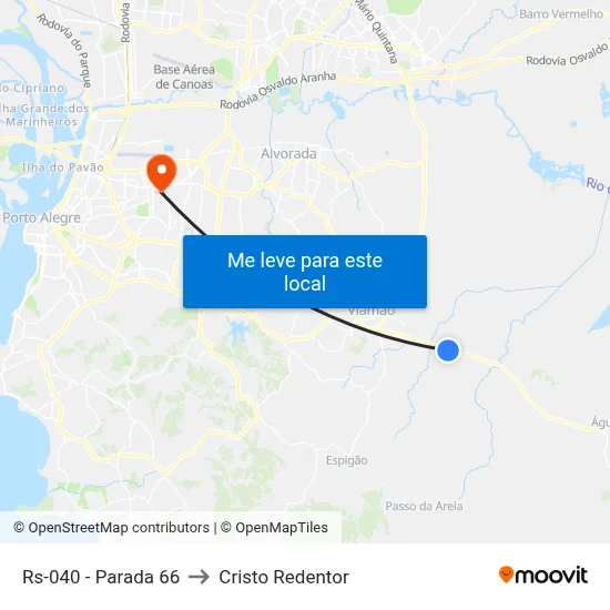 Rs-040 - Parada 66 to Cristo Redentor map