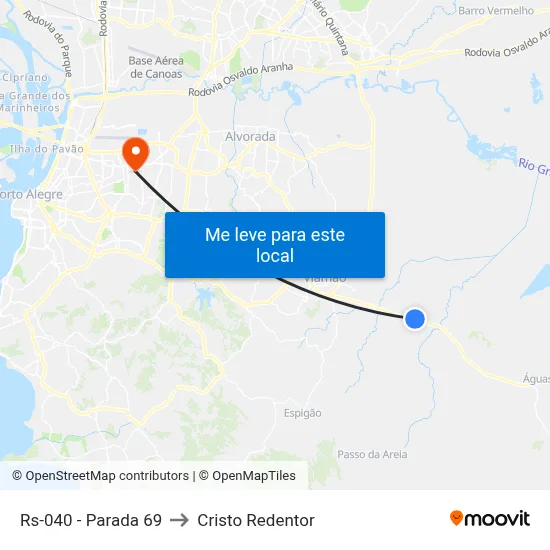 Rs-040 - Parada 69 to Cristo Redentor map
