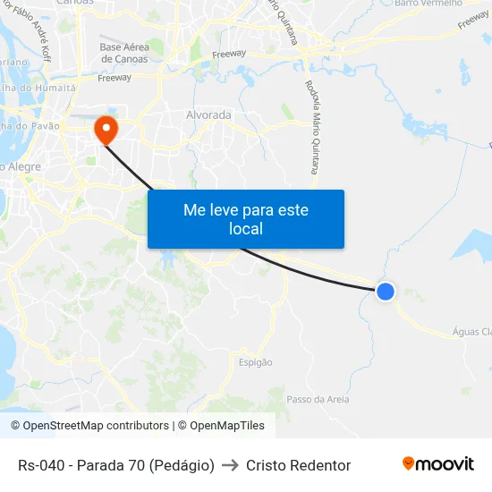 Rs-040 - Parada 70 (Pedágio) to Cristo Redentor map