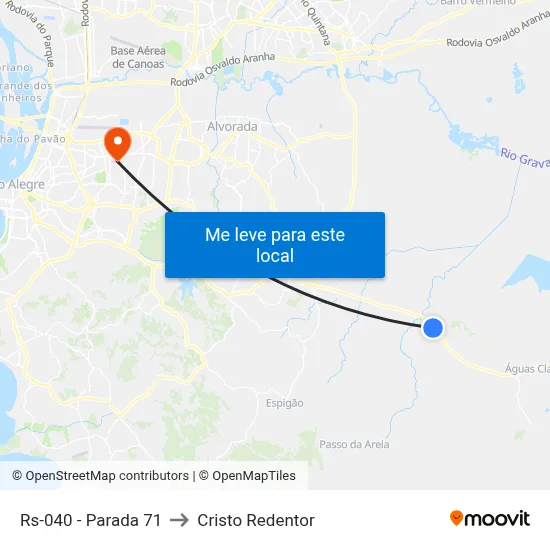 Rs-040 - Parada 71 to Cristo Redentor map
