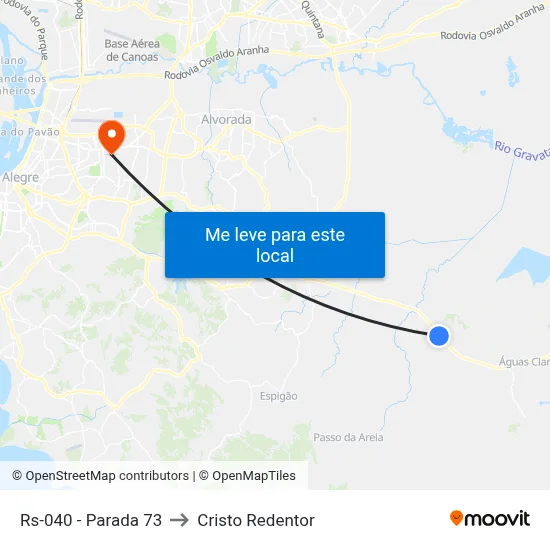 Rs-040 - Parada 73 to Cristo Redentor map