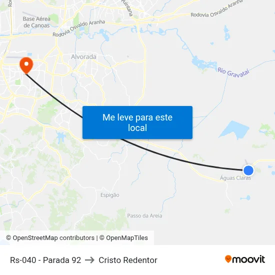 Rs-040 - Parada 92 to Cristo Redentor map
