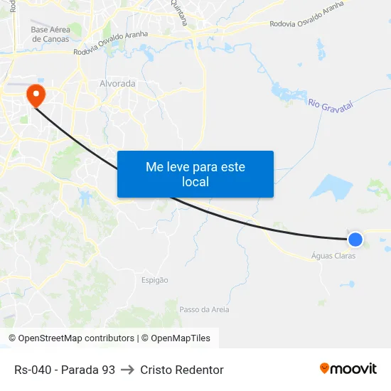 Rs-040 - Parada 93 to Cristo Redentor map
