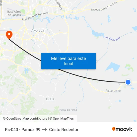 Rs-040 - Parada 99 to Cristo Redentor map