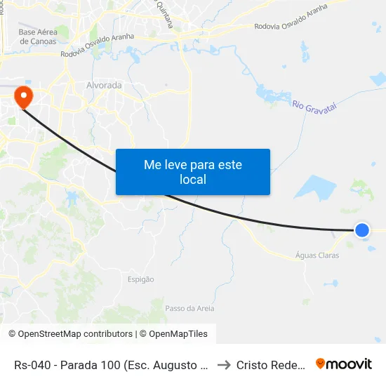Rs-040 - Parada 100 (Esc. Augusto Fraga) to Cristo Redentor map