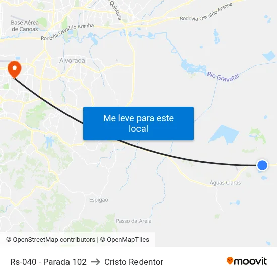 Rs-040 - Parada 102 to Cristo Redentor map