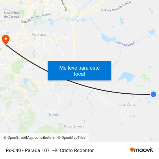Rs-040 - Parada 107 to Cristo Redentor map