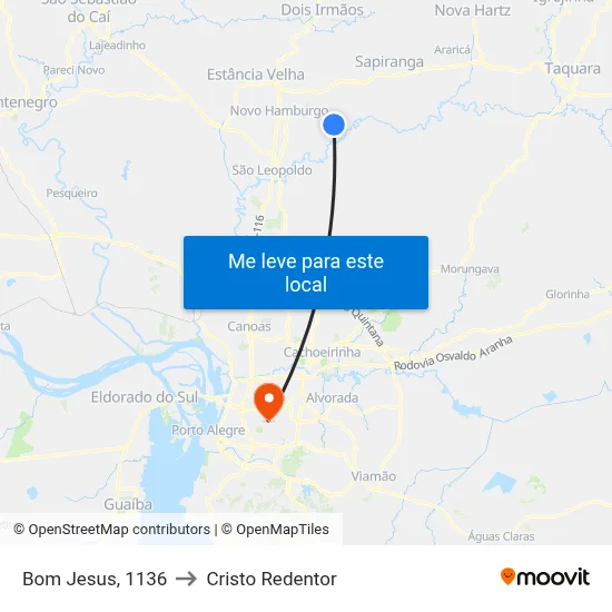 Bom Jesus, 1136 to Cristo Redentor map
