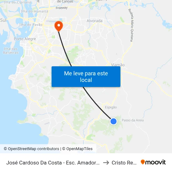 José Cardoso Da Costa - Esc. Amador Nunes Da Rocha to Cristo Redentor map