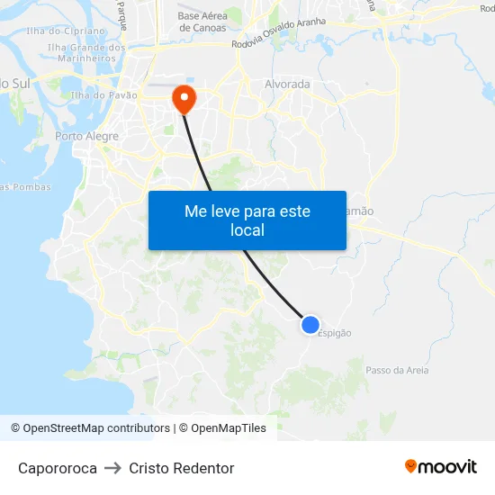 Capororoca to Cristo Redentor map