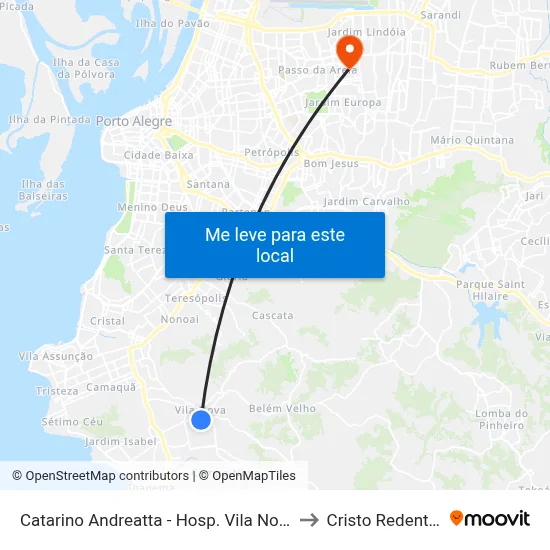 Catarino Andreatta - Hosp. Vila Nova to Cristo Redentor map